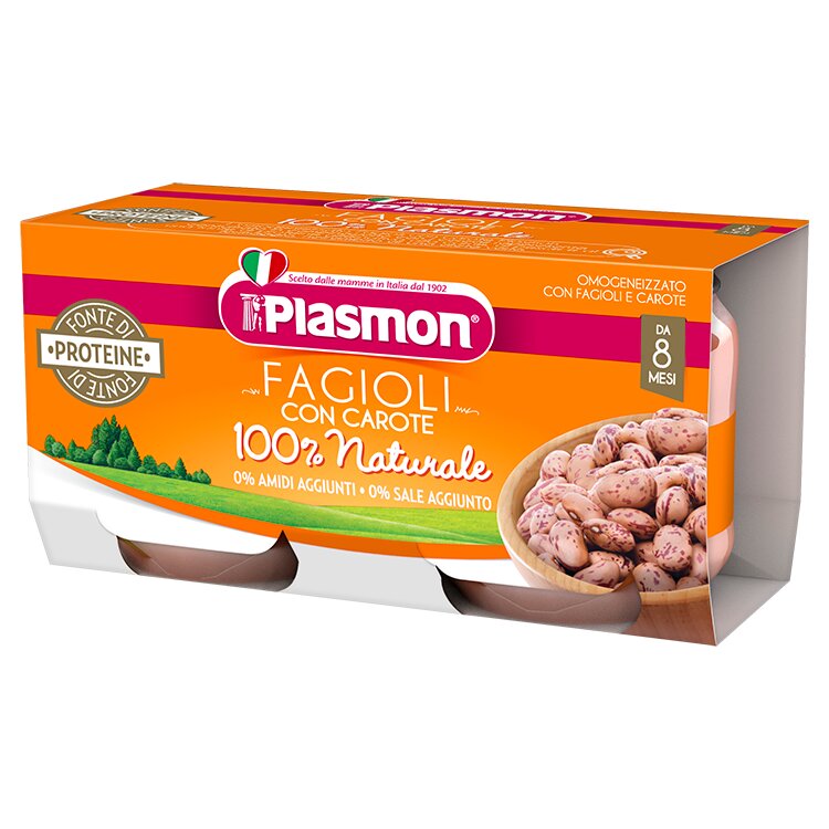 Plasmon Omogeneizzato Fagioli Con Carote +8 mesi 2x80g-1
