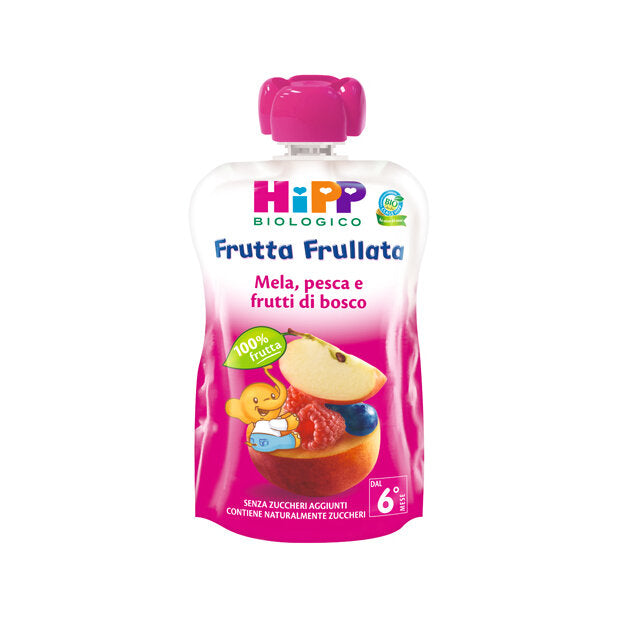 Hipp Biologico Frutta Frullata mela, pesca e frutti di bosco 90 g-2