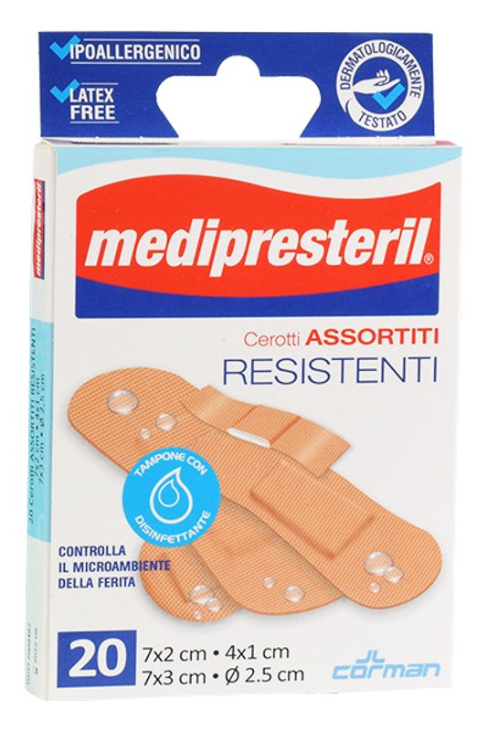 Corman mediPresteril 20 cerotti assortiti resistenti all'acqua-1