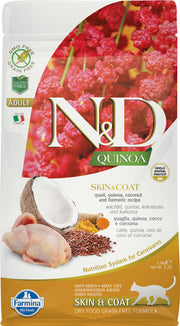 Farmina Natural & Delicious Quinoa Skin & Coat Quaglia Grain Free Cibo Secco Per Gatti 1,5kg-1