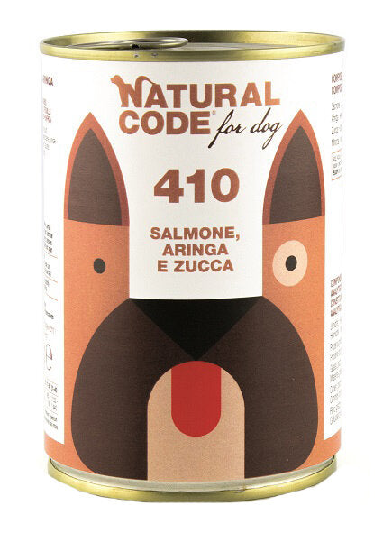 Natural Code 410 Cibo Umido Salmone Aringa Zucca Per Cani Adulti Scatoletta 400g-2