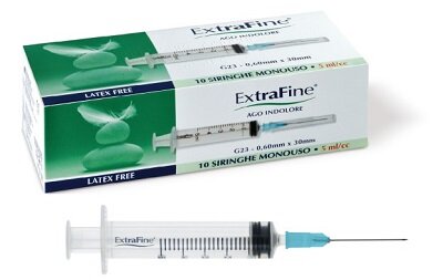 Siringa Extrafine 5ml G23 0,60x30 ago indolore 10 pezzi-2