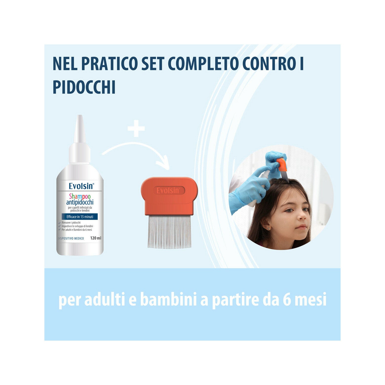 Evolsin Shampoo Pidocchi Con Pettine 120ml-6