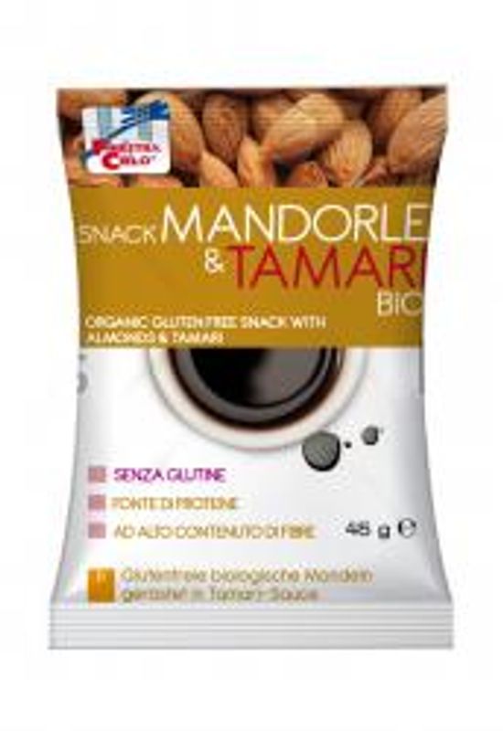 Snack mandorle biologiche tostate con salsa di soia tamari senza glutine da 45gr-1
