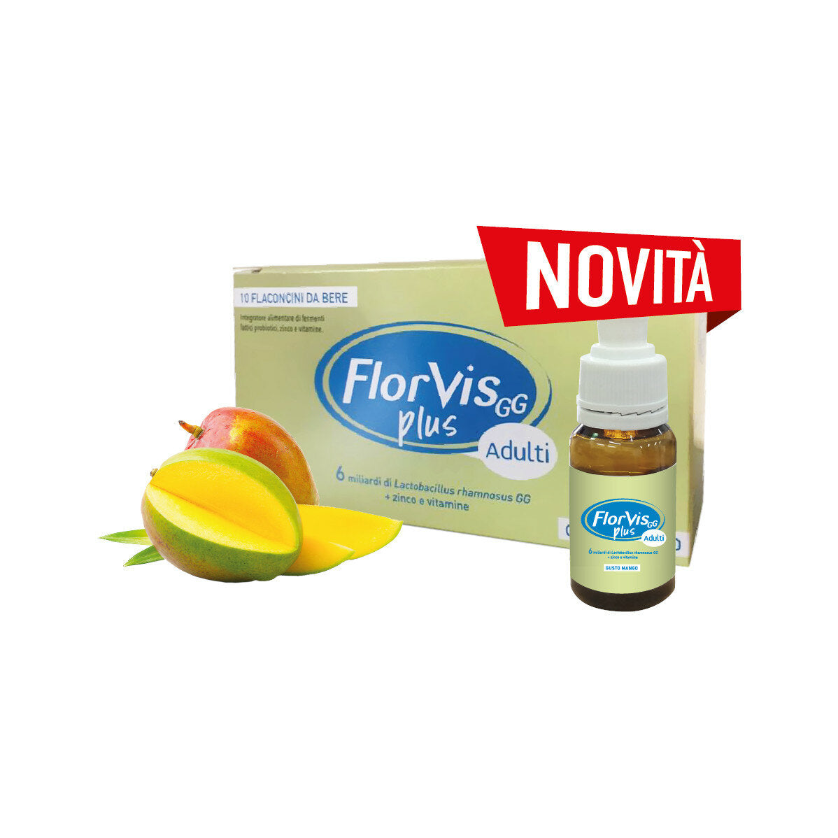 FlorVis GG Plus con fermenti lattici per adulti gusto Mango 10 flaconcini-2