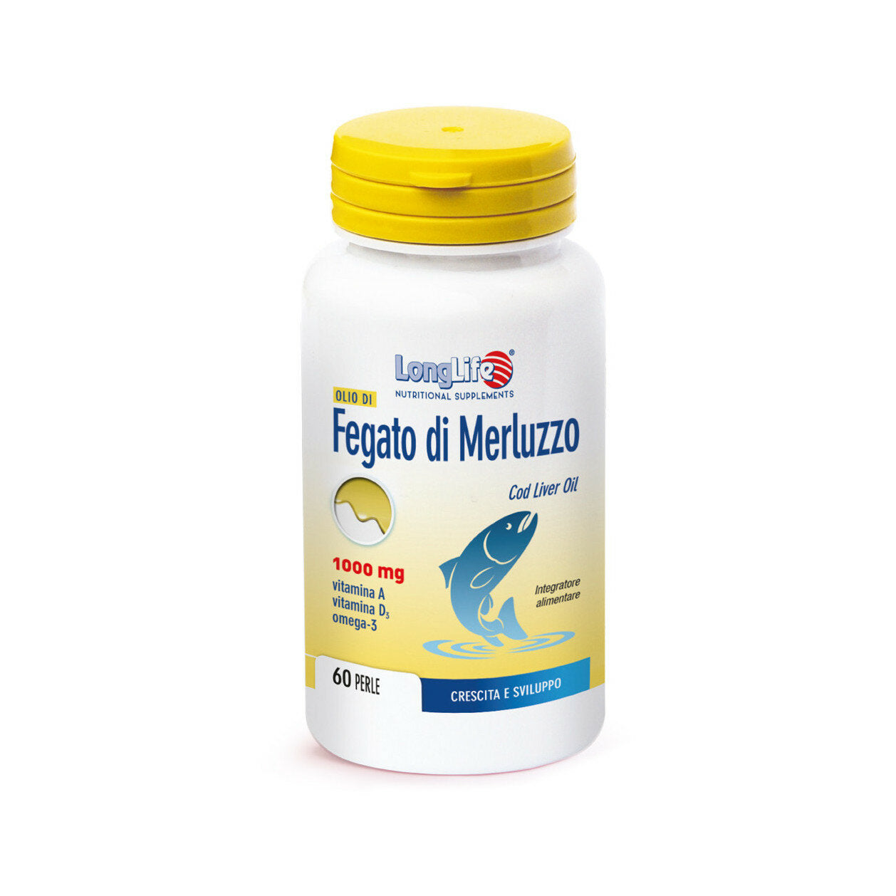 Longlife Olio di Fegato di Merluzzo 1000mg integratore alimentare utile per ossa e denti 60 perle-2