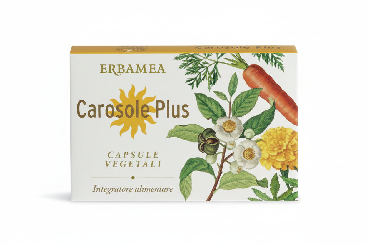 Erbamea Carosole plus prepara la pelle al sole naturalmente 24 capsule vegetali-1