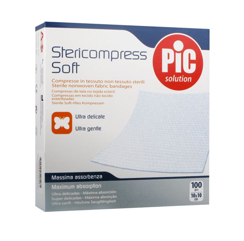 Pic Stericompress Soft compresse in tessuto non tessuto sterili 10x10 cm-1