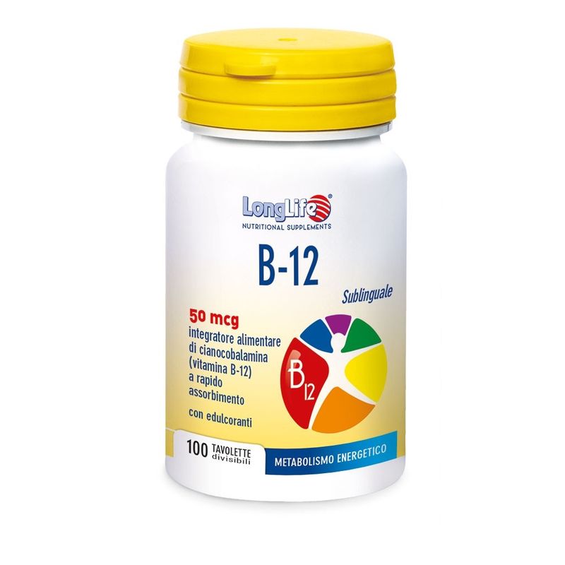 Longlife B-12 50 mcg per il metabolismo energetico 100 tavolette divisibili-1