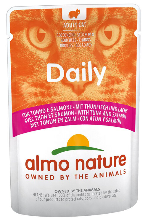 Almo Nature Daily Tonno e Salmone alimento umido per gatti adulti 70g-2