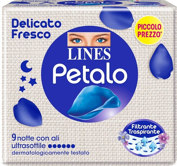 Lines Petalo Delicato e Fresco 9 Assorbenti Notte Con Ali-2