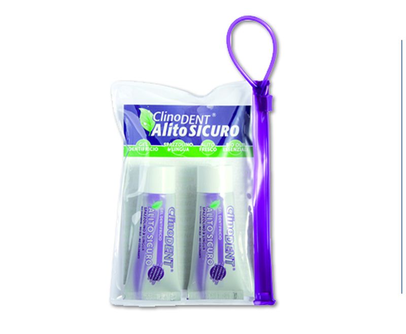 ClinoDENT Alito sicuro Kit viaggio Gel dentifricio spazzolino e lingua 2 tubetti da 20ml-1