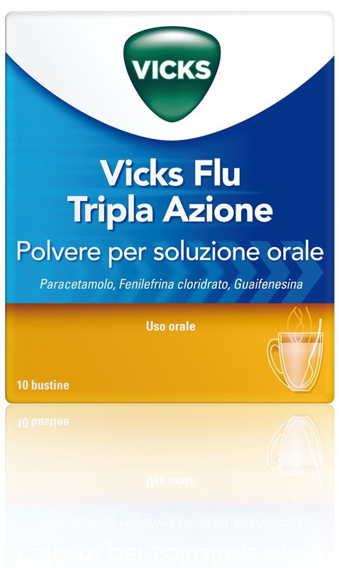 Vicks Flu Tripla Azione raffreddore e influenza 10 bustine-0