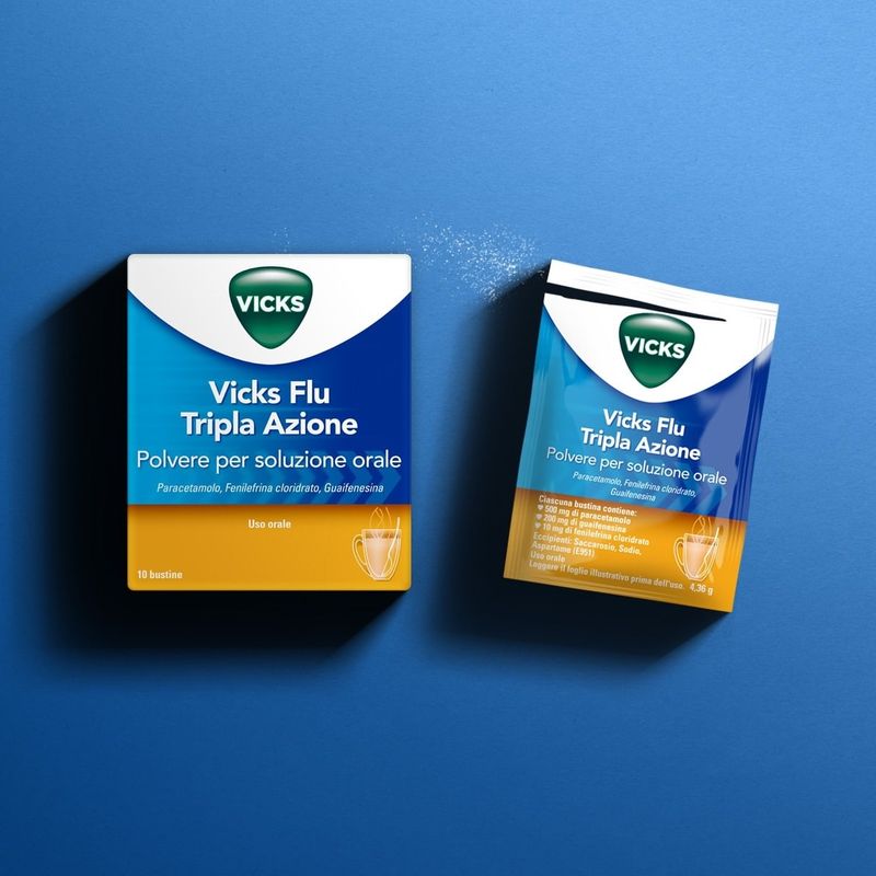 Vicks Flu Tripla Azione raffreddore e influenza 10 bustine-1