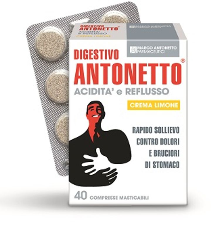 Digestivo Antonetto acidità e reflusso crema limone 40 compresse masticabili-1