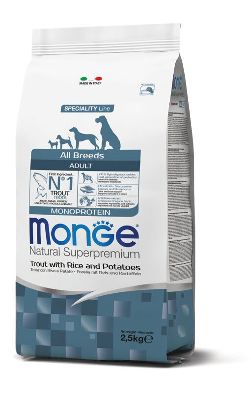 MONGE AB AD TROTA/RISO/PA2,Monge Trota Riso E Patate Cibo Secco Cani Adulti Sacco 2,5 Kg5KG-2