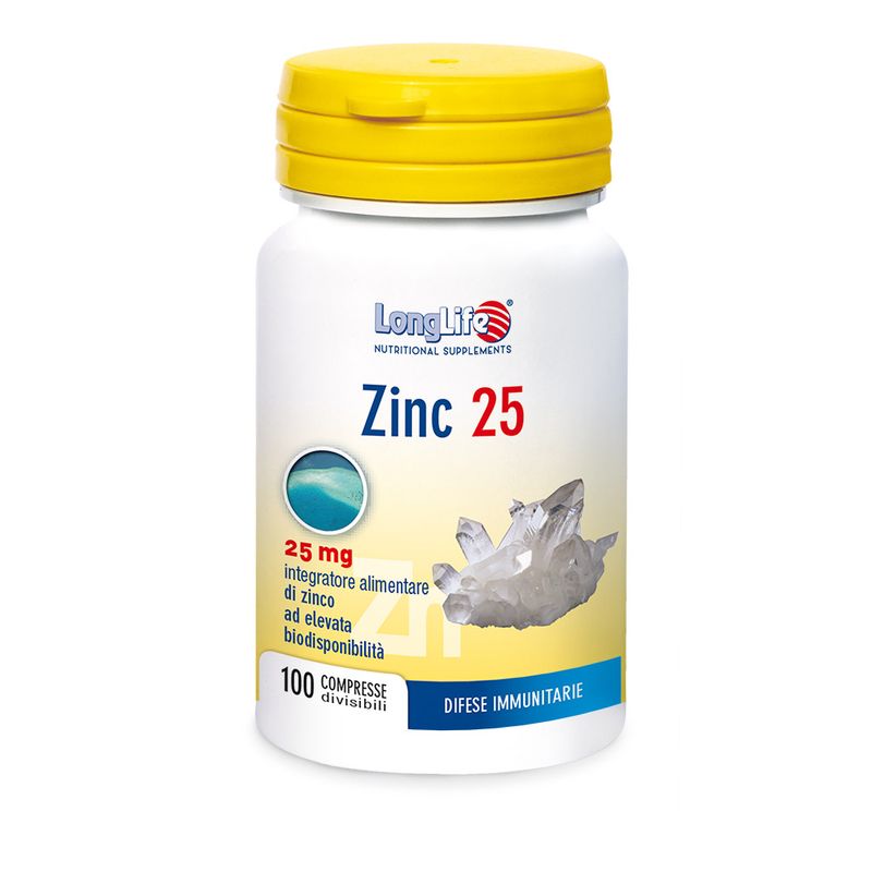 Longlife Zinc 25mg per le difese immunitarie 100 compresse divisibili-0