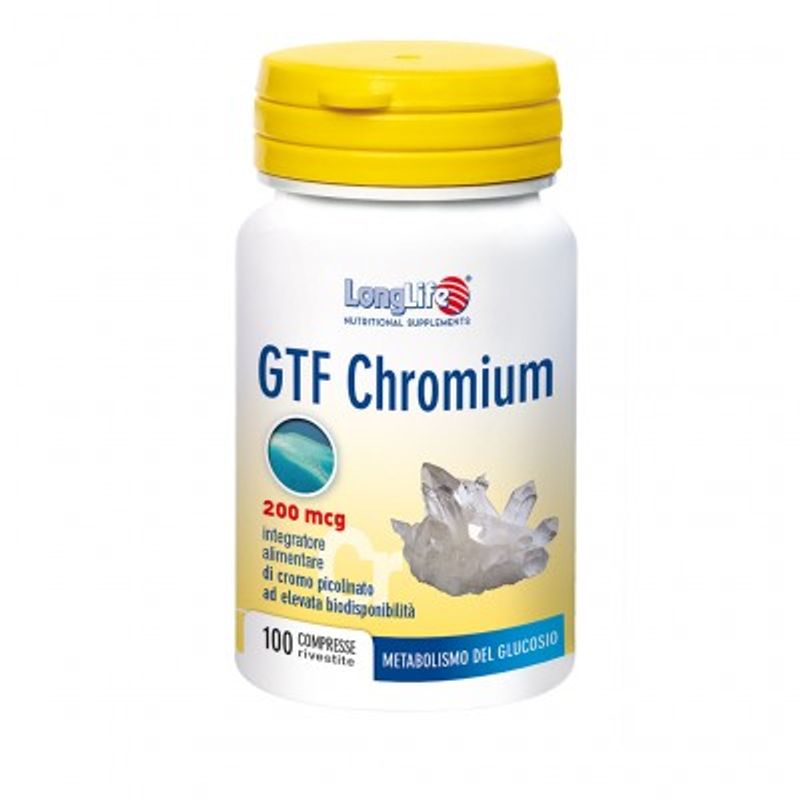 Longlife GTF Chromium integratore alimentare utile per le proteine e minerali 200mcg 100 compresse-1