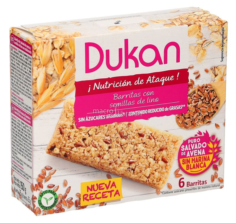 Dieta Dukan Barrette di Crusca d'Avena ai semi di lino 6 pezzi-1