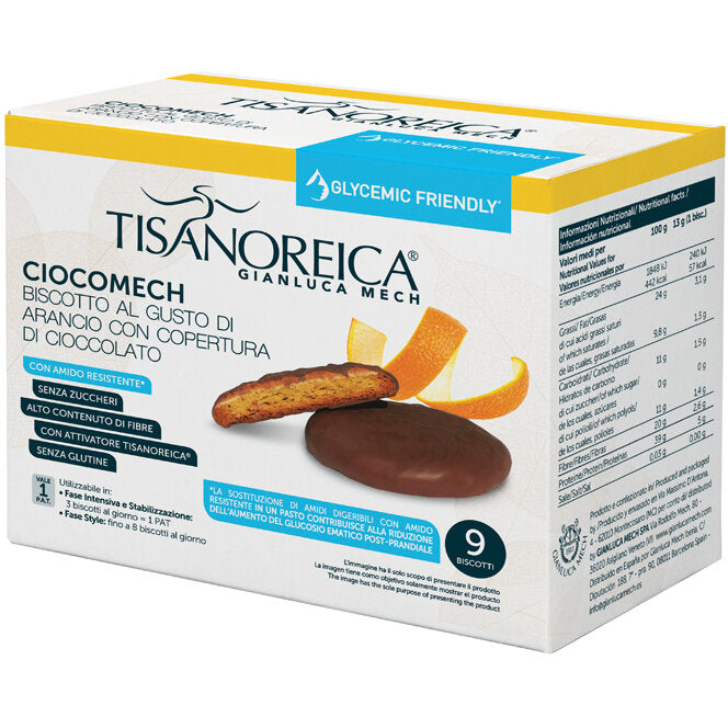 Tisanoreica Ciocomech Glycemic Friendly Biscotto Arancio 9x13g-2