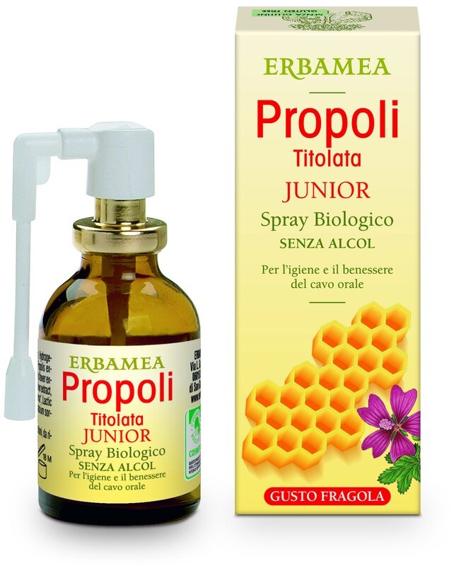 Erbamea Propoli Titolata Junior spray biologico senza alcol per il benessere del cavo orale 20ml-2