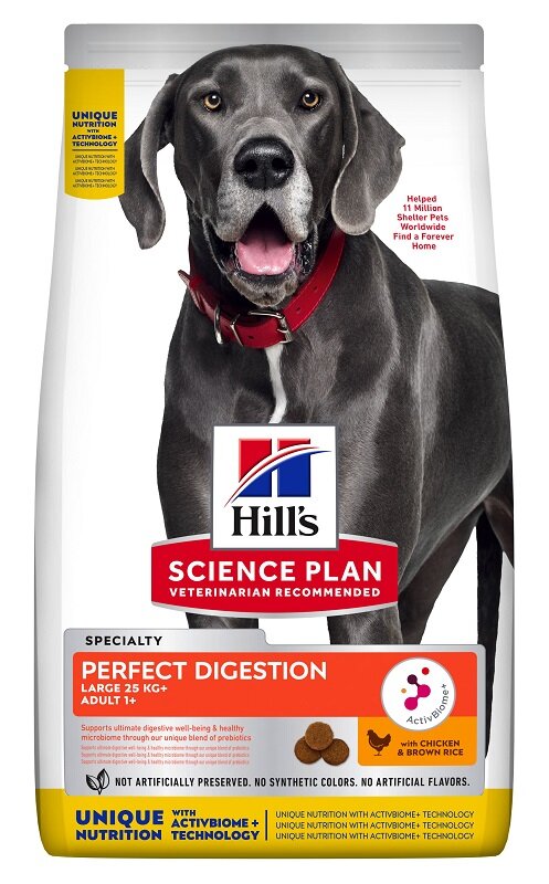 Hill's Science Plan Perfect Digestion Large 25 Kg+ Adult 1+ Chicken & Brown Rice 12kg-1