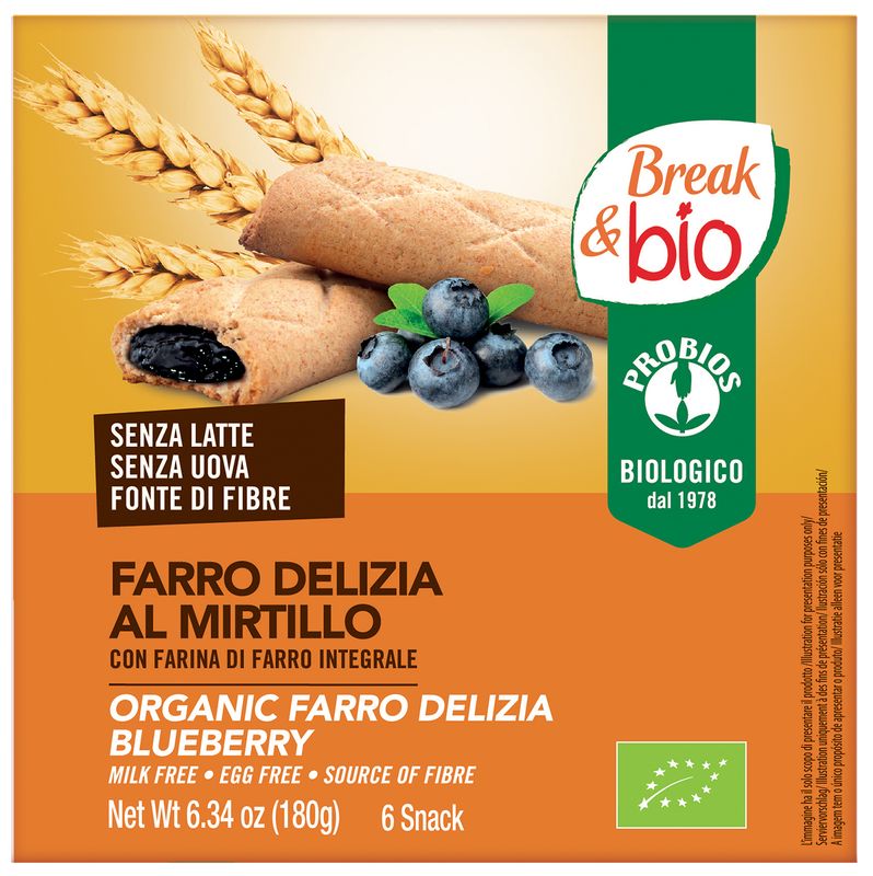 Probios Break&Bio Farro Delizia al mirtillo merendina-biscotto 180g-1