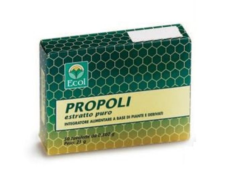 Ecol Propoli estratto puro 50% raffreddore e mal di gola 50 tavolette-1