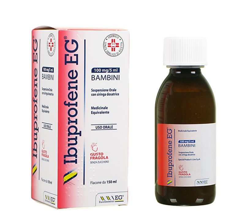 Ibuprofene EG 100mg/5ml Bambini uso orale gusto fragola 150ml-1