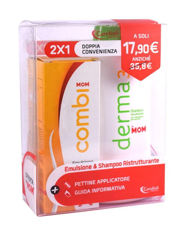 Candioli Mom trattamento pediculosi Combi Emulsione con pettine + DERMA3 Shampoo ristrutturante-1
