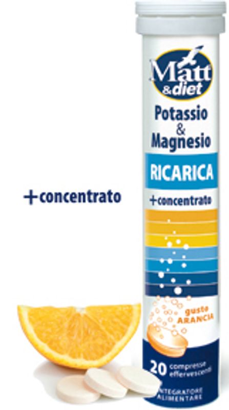 Matt&diet Ricarica Potassio & Magnesio 20 compresse effervescenti gusto arancia-1