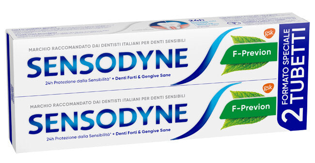 Sensodyne F-Previen Dentifricio Denti Sensibili Gusto Menta Fresca 2x75 ml-2