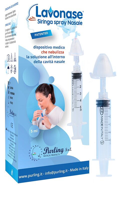 Lavonase siringa spray nasale 5 ml luer-lock con cappuccio+ugello nasale con raccordo luer-lock+perforatore con valvolanon ritorno con tappo-1