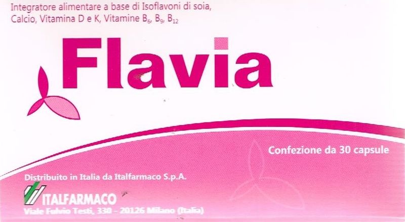Flavia Integratore di Isoflavoni di Soia, Calcio, Vitamina D e K, Vitamine B6, B9, B12 benessere in-1