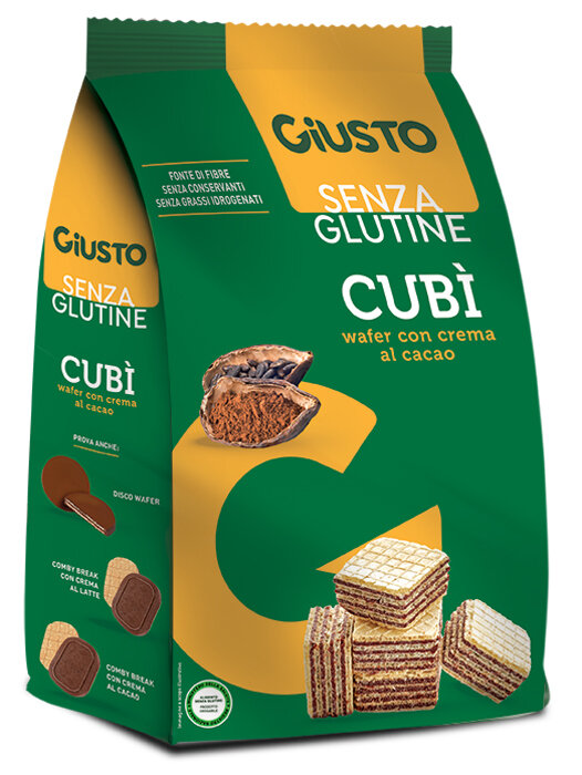 Giusto Senza Glutine Cubì Wafer Al Cacao 250g-2