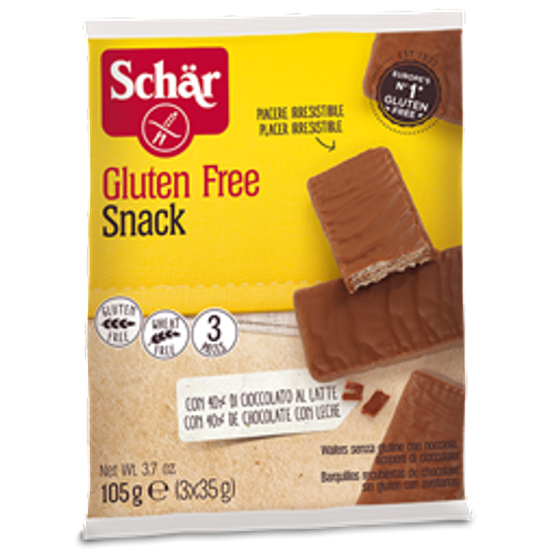 Schar Snack wafers al cioccolato con nocciole senza glutine 3x35g-0