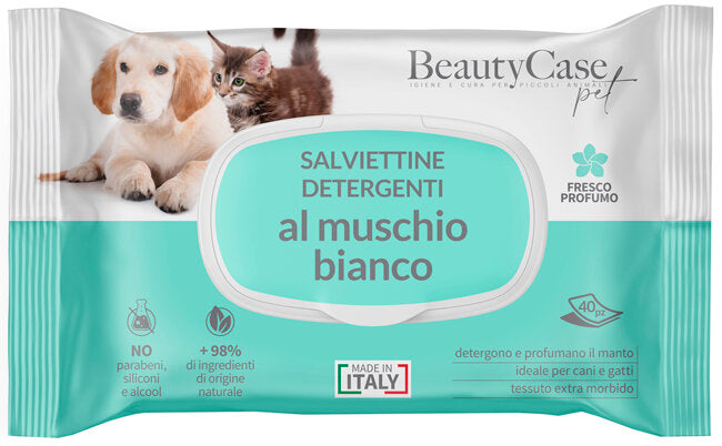 BeautyCase Salviettine Detergenti Per Cani E Gatti Muschio Bianco 40 Pezzi-2