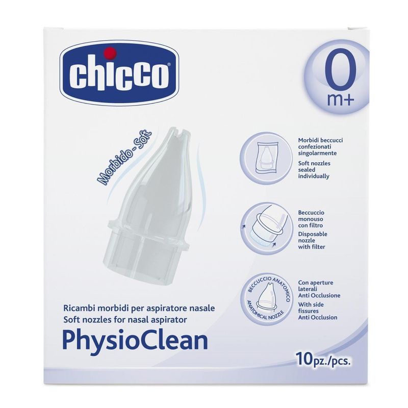 Chicco Physioclean Ricambi morbidi per Aspiratore Nasale Physioclean 10 pezzi-1