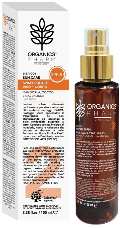 Organics Pharm Spray Solare Viso/Corpo 100ml SPF30-2
