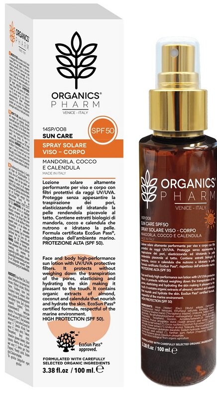 Organics Pharm Spray Solare Viso/Corpo 100ml SPF50-2