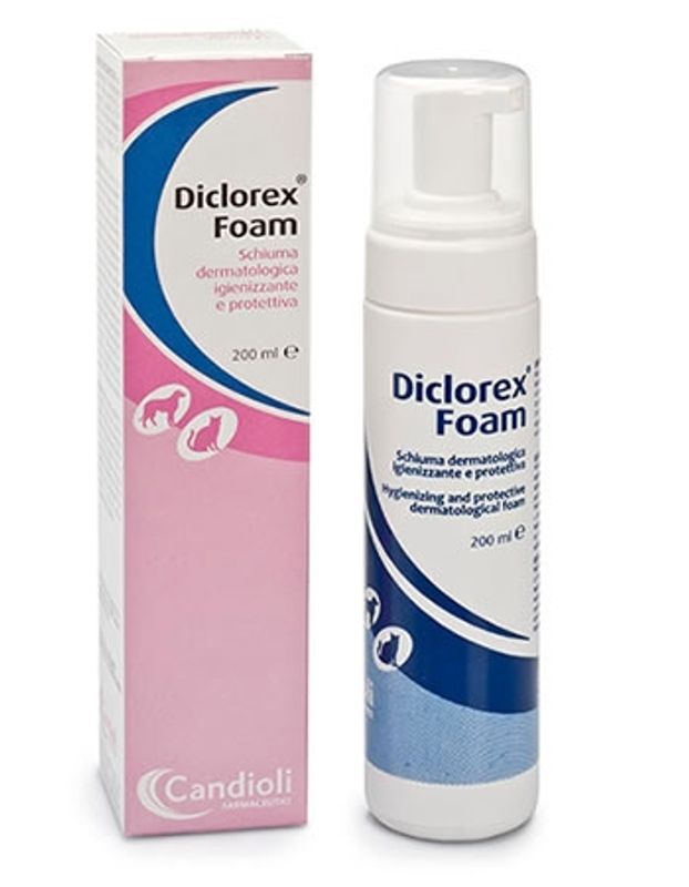 Candioli Diclorex Foam Schiuma dermatologica igienizzante e protettiva per cani e gatti 200ml-1
