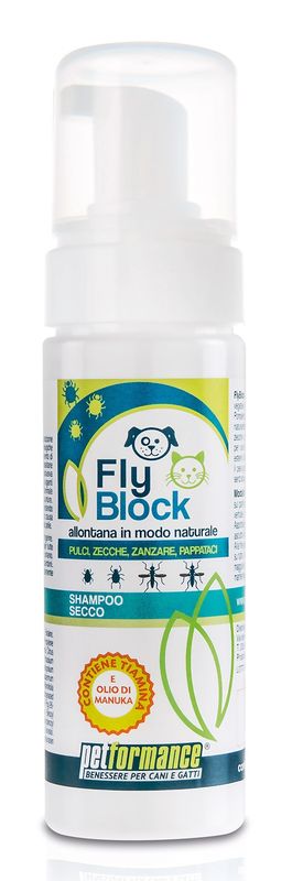 Petformance FlyBlock Shampoo secco antiparassitario cani e gatti 150ml-1