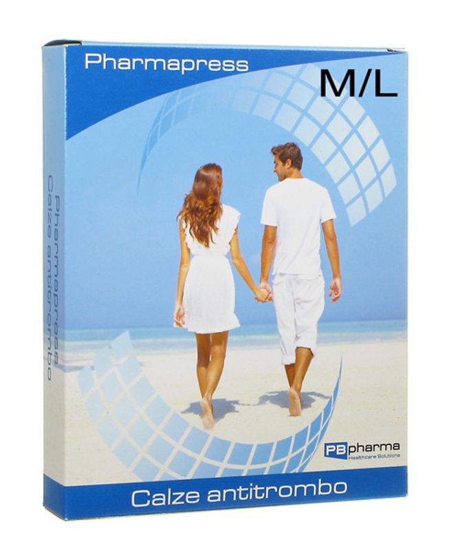 PB pharma Calze antitrombo Misura M/L bianco-1