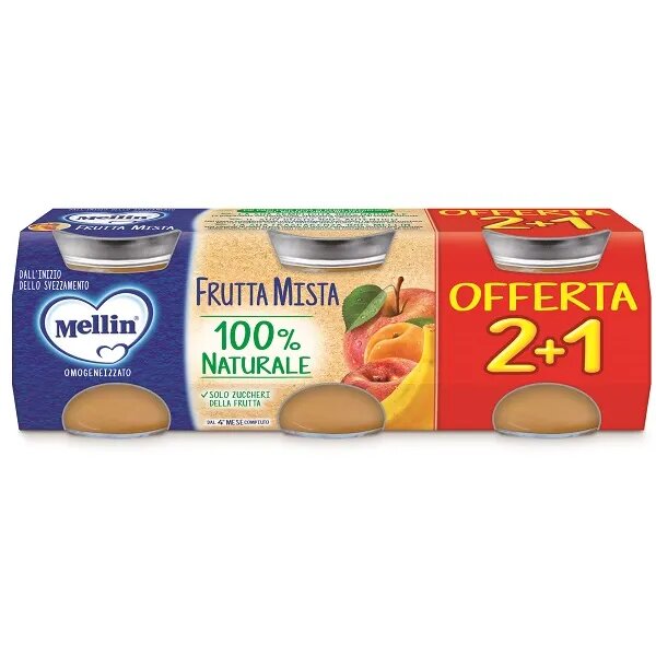 Mellin Omogeneizzato Frutta Mix 3x100g 4Mesi+-2