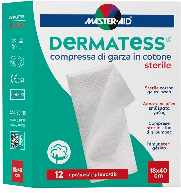 Dermatess garza idrofila in cotone 18x40cm 12 pezzi-2