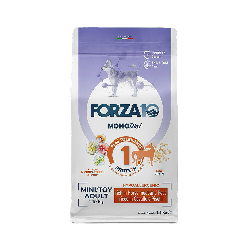 Forza10 Mini Toy Diet Crocchette Al Cavallo E Piselli Per Cani Taglia Piccola Sacco 1,5kg-1