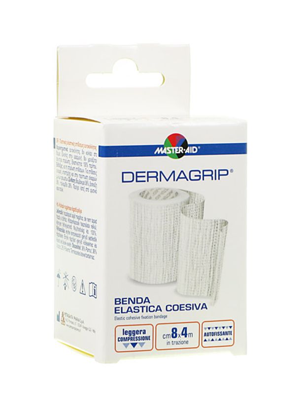 Master Aid DERMAGRIP Benda Elastica Coesiva cm8x4m in trazione-1