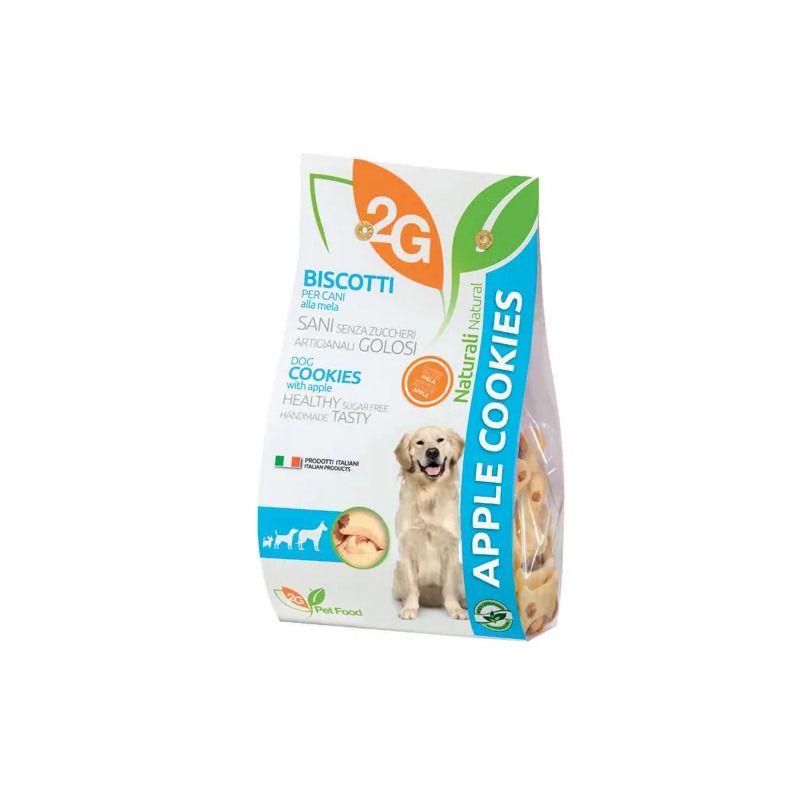 2G Pet Food Apple Cookies Biscotti Alla Mela Per Cani Sacco 350g-1