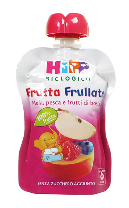 Hipp Biologico Frutta Frullata mela, pesca e frutti di bosco 90 g-1