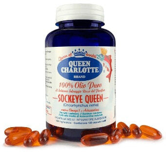 Queen Charlotte Sockeye Queen Olio Puro di Salmone Rosso del Pacifico 120 capsule-1